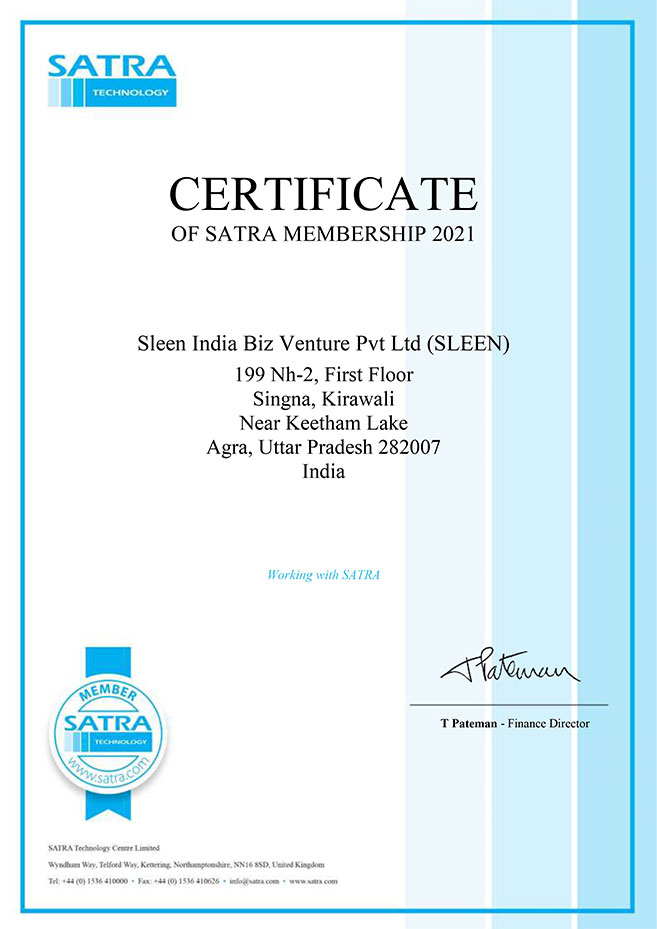 Certificate of SATRA MEMBERSHIP 2021